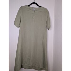 Nulu 100% Linen Dress Button Detail Light Green Women's Sz M